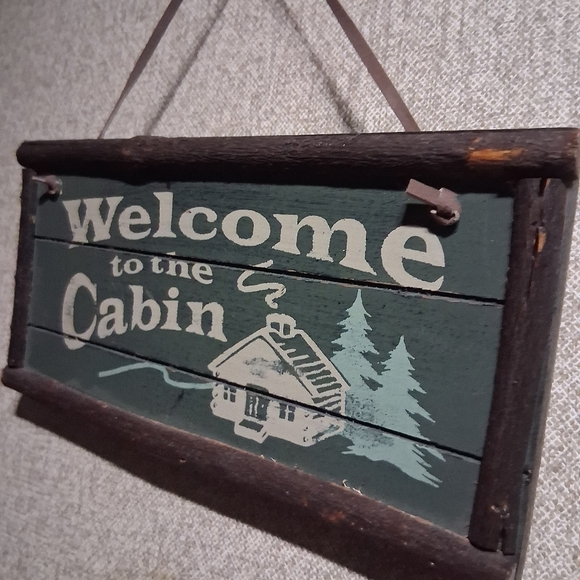 Welcome To The Cabin Small Home Decor Sign Rustic Cozy Hygge Winter - Picture 2 of 4
